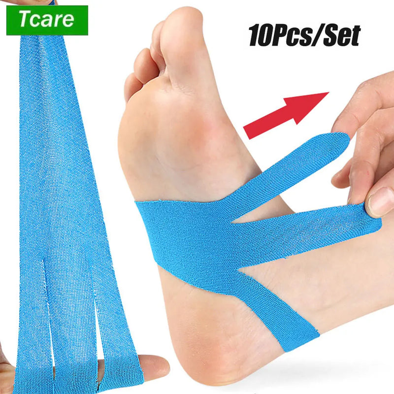 10Pcs/Set Kinesiology Tape for Foot Arches Plantar Fasciitis, Precut Tape for Foot Stability,Athletic Tape Running Kinetic Tapes